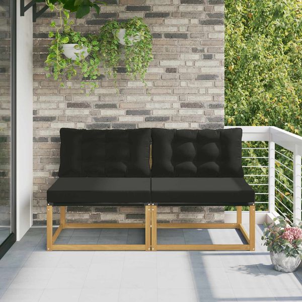 vidaXL Outdoor Mittelsofa Massives Akazienholz und Textilene Weiß 901647