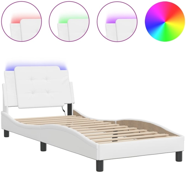 vidaXL Bettgestell mit LED ohne Matratze "Zadar" Weiß 90x190 cm 3214076