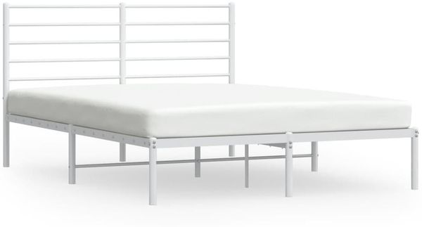 vidaXL Bettgestell mit Kopfteil Metall Weiß 150x200 cm 352370 Bild 2