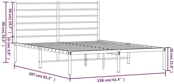 vidaXL Bettgestell mit Kopfteil Metall Weiß 150x200 cm 352370 Bild 10