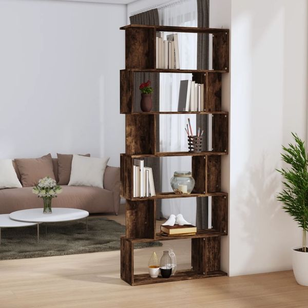 Bücherregal | Raumteiler Regal Räuchereiche 80x24x192 cm Holzwerkstoff