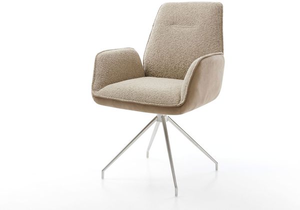 Drehstuhl Zoa-Flex Materialmix Schlamm Kreuzgestell konisch Edelstahl 180° drehbar Taschenfederkern