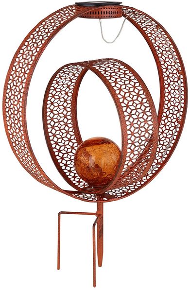 2x LED Solarleuchte, Erdspieß, Crackle-Glas, rost, H 42 cm Bild 8