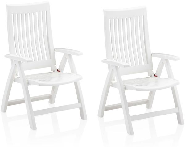 Kettler Gartensessel ROMA 2St Multipositionssessel Gartenmöbel Kunststoff Weiss