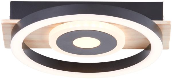 BRE-Light Maureen LED Deckenleuchte 22x20cm schwarz/holz Metall/Holz/Kunststoff 12 W LED integriert (1100lm, 3000K)