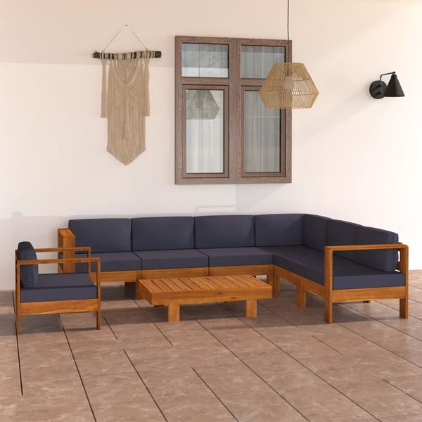 vidaXL 8-tlg. Garten-Lounge-Set mit Dunkelgrauen Auflagen Akazienholz 3057957
