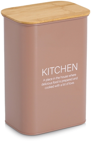 ZELLER 19408 Vorratsdose KITCHEN 3500 ml aus Metall, mocca mit Bambusdeckel