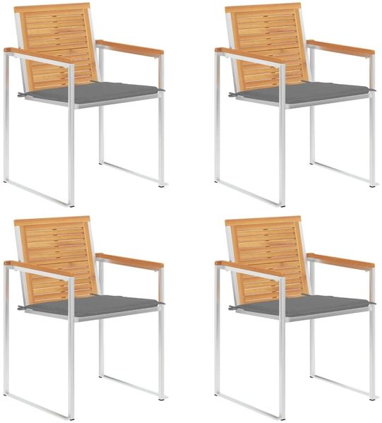 vidaXL 4 Stk. Gartenstühle mit Kissen Massivholz Teak 3078555