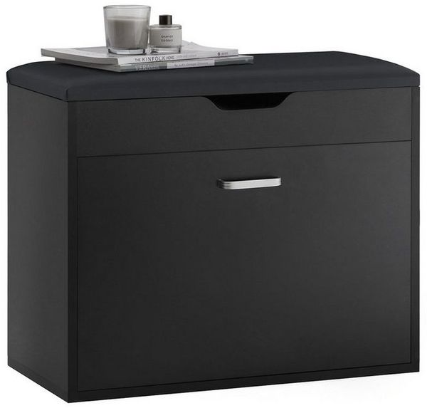 SoBuy Schuhkipper FSR95, Schuhbank mit Sitzkissen Sitzbank Schuhregal Schuhschrank, Sitzkommode Schuhschrank mit Klappe, für 6 Paar Schuhe, Flur Diele