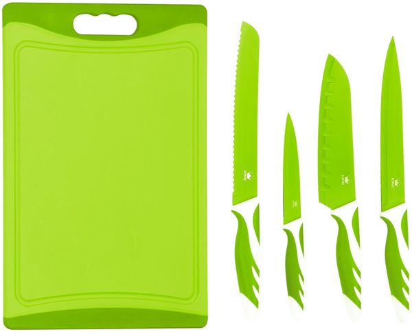 KING Messer-Set Küchenmesserset »CUTTING« (Set, 5-tlg), 4 Küchenmesser, 1 Schneidebrett