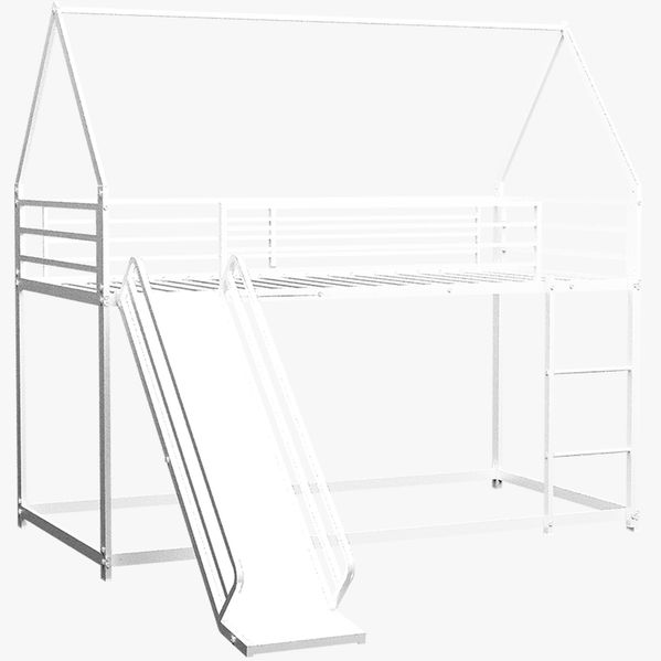 Etagenbett 90x190 cm mit Rutsche – Hausdesign aus Eisen in Weiß Bild 8