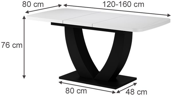 Esstisch Fenaro Weiß/Schwarz 120 x 80 cm ausziehbar Vicco Bild 2