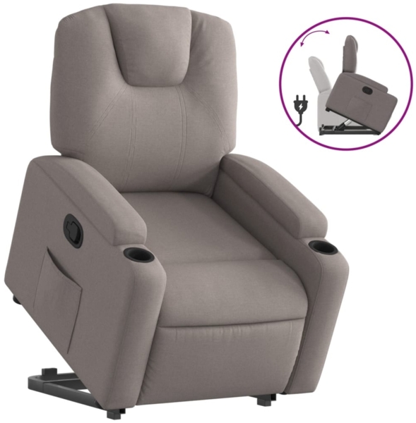 vidaXL Relaxsessel mit Aufstehhilfe Taupe Stoff 3204376