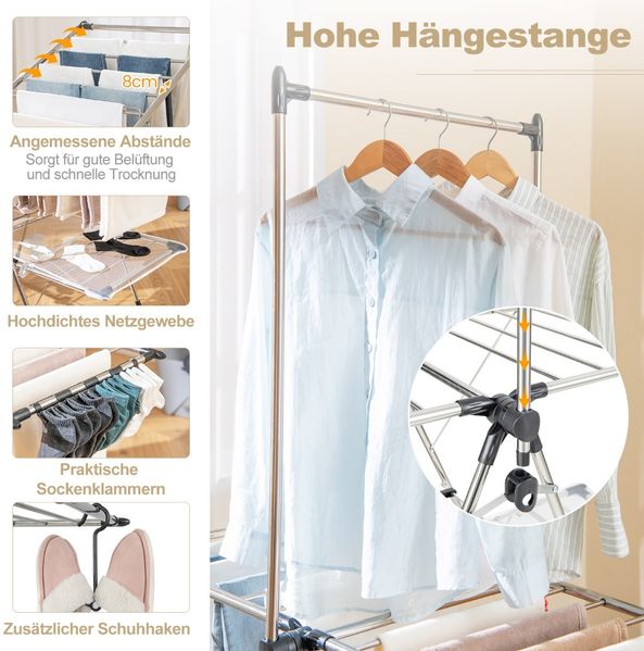 Wäscheständer klappbar 2-stufiger Wäschetrockner ausziehbar Trockenständer Wäscheturm für Innen & Außen