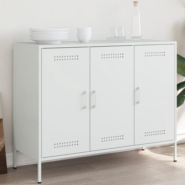 vidaXL Sideboard Weiß 100,5x39x79 cm Stahl 843029