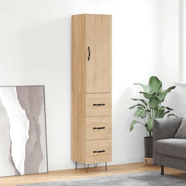 vidaXL Highboard Sonoma-Eiche 34,5x34x180 cm Holzwerkstoff 3198884