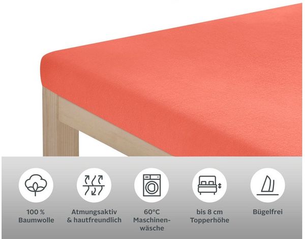 OTTO home Spannbettlaken Topper Basic, in Gr. 90x200, 140x200 oder 180x200 cm, Baumwoll-Jersey, Gummizug: rundum, (1 Stück), Baumwolle, Matratzen bis 8 cm Höhe, Bettlaken, Spannbetttuch, Laken