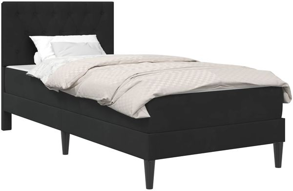 vidaXL Bettgestell mit Matratze mit Kopfteil Schwarz 100 x 200 cm Samt 3415034 Bild 2