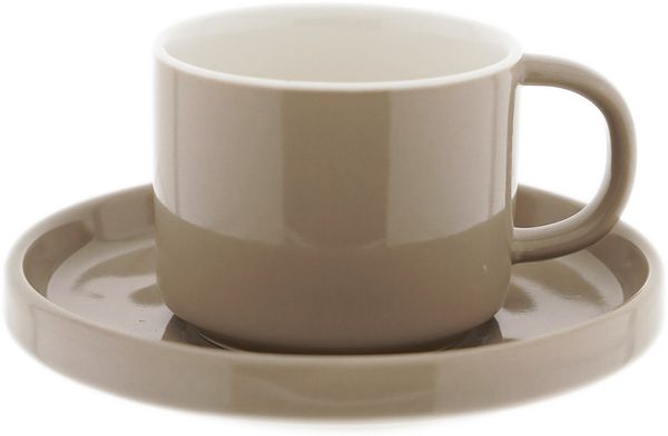 12-teiliges Mokkatassen Set aus hochwertigem Porzellan, 90 ml - Taupe