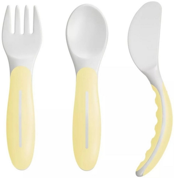 MAM Kinderbesteck Baby's Cutlery 6M+ Babybesteck (3-tlg), lebensmittelecht, mit rutschfesten Griffen