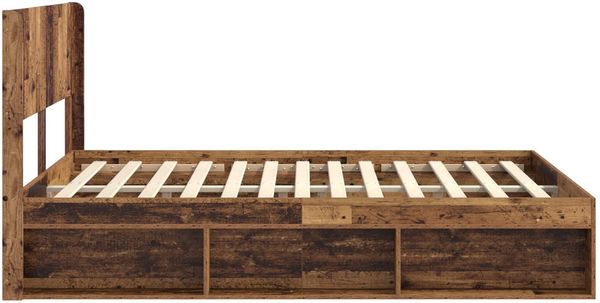 vidaXL Bettgestell mit Stauraum und Kopfteil Altholz 120 x 190 cm 3414241 Bild 6