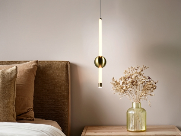 Moderne LED Pendelleuchte MELITA 1-flammig, dimmbar, Metall Messing Ø 13cm Bild 5