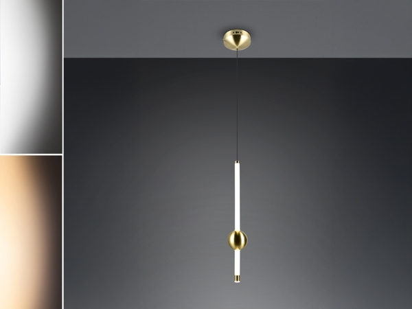 Moderne LED Pendelleuchte MELITA 1-flammig, dimmbar, Metall Messing Ø 13cm Bild 3