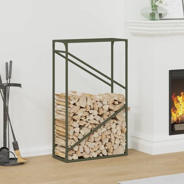 vidaXL Brennholzregal Olivgrün 60x25x100 cm Kaltgewalzter Stahl 864330