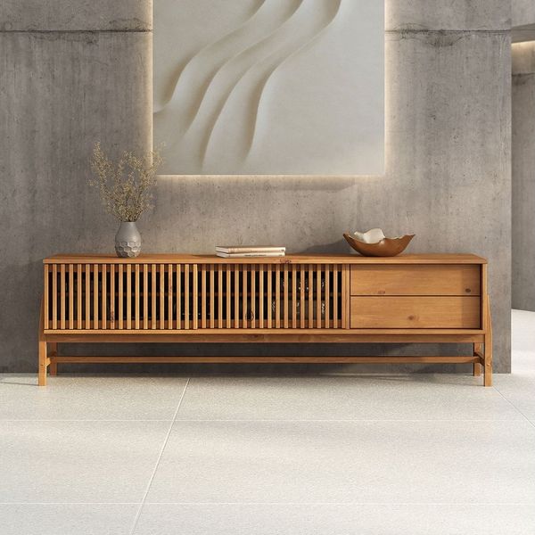 IDIMEX Lowboard ADAMO, Sideboard 180 cm aus Massivholz mit Lamellenschiebetüren Eiche Finish