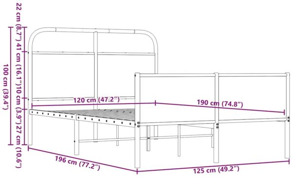 vidaXL Bettgestell ohne Matratze 120x190 cm Braun Eichen-Optik 4100497 Bild 9
