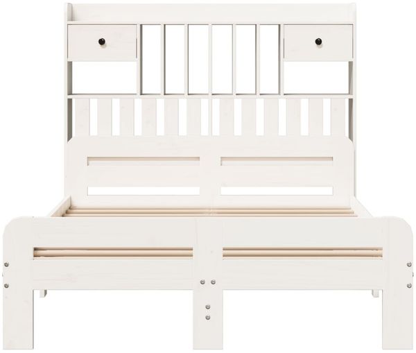 vidaXL Massivholzbett mit Regal ohne Matratze Weiß 135x190 cm Kiefer 3308898 Bild 4