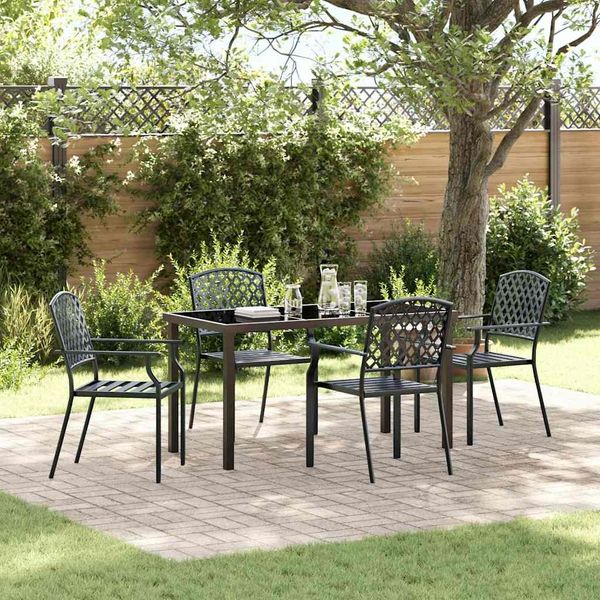 vidaXL Garten Essgruppe 5 pcs Anthrazit Pulverbeschichteter Stahl 3379305