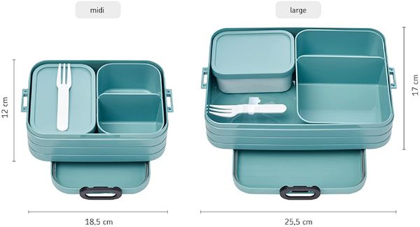 Mepal 2-tlg Bento-Lunchboxen Set Klein/Groß Take A – Brotdose mit Fächern, geeignet für bis zu 4 BZW. 8 Butterbrote, TPE/pp/abs, 0 mm Nordic Blue neu Bild 5