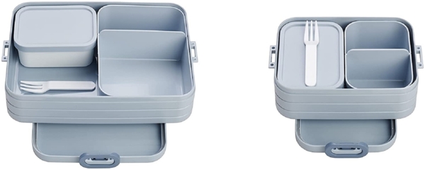 Mepal 2-tlg Bento-Lunchboxen Set Klein/Groß Take A – Brotdose mit Fächern, geeignet für bis zu 4 BZW. 8 Butterbrote, TPE/pp/abs, 0 mm Nordic Blue neu