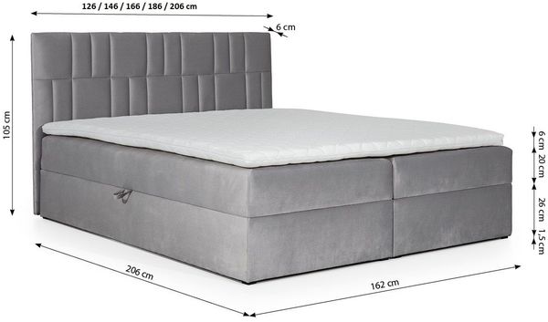Boxspringbett CORTEZ 160x200 cm Anthrazit Bild 3
