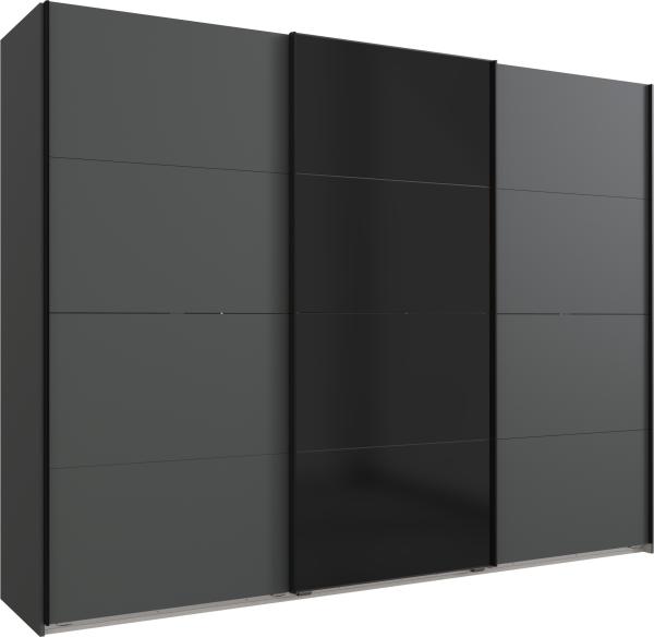 Schwebetürenschrank >BARCELONA< (BxH: 270x208 cm) in GRPAHIT + GLAS SCHWARZ