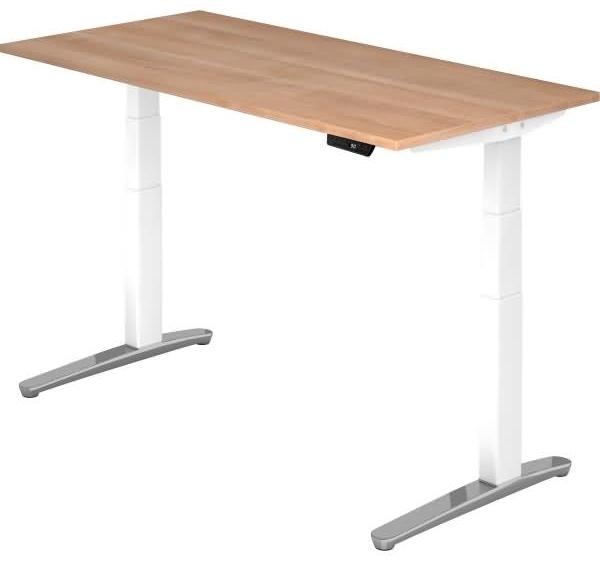 'XBHM16' Sitz-Steh-Schreibtisch elektrisch 160x80 cm Nussbaum Weiß, poliert