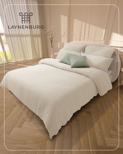 Laynenburg Bettwäsche Musselin aus 100% Baumwolle in 135x200 oder 155x220 cm, atmungsaktiv & bügelfrei – 3 lagig mit Reißverschluss & Haltebändern