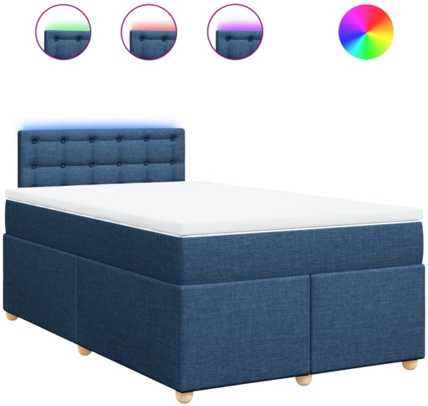 vidaXL Boxspringbett mit Matratze Blau 120x190 cm Stoff 3288939