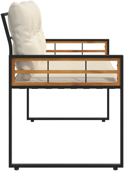 vidaXL Holz-Lagenbank mit Kissen Uni mit Kissen Creme 114 x 55 x 77 cm 42026936 Bild 5