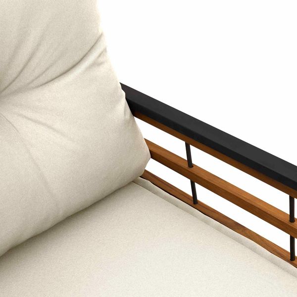 vidaXL Holz-Lagenbank mit Kissen Uni mit Kissen Creme 114 x 55 x 77 cm 42026936 Bild 8