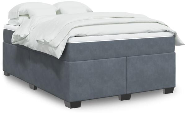 vidaXL Boxspringbett mit Matratze Dunkelgrau 140x190 cm Samt 3285282