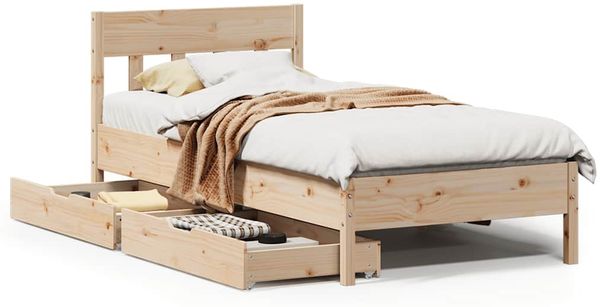 Einzelbetten, Betten für Erwachsene, Massivholzbett ohne Matratze 75x190 cm Kiefernholz de3342