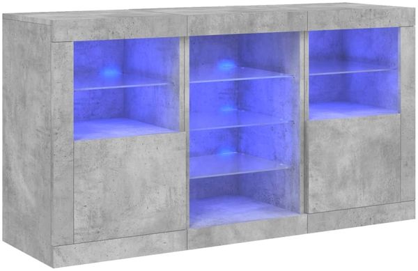 Sideboard, Kommode mit LED-Leuchten Betongrau 123x37x67 cm