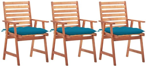 vidaXL Garten-Essstühle 3 Stk. mit Kissen Massivholz Akazie 3064366