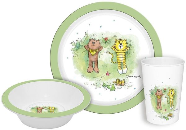 Geda Labels GmbH Kindergeschirr-Set Janosch Kids 3teilig (3-tlg), PP, Grün, 21,5x21,5x8,5, spülmaschinengeeignet