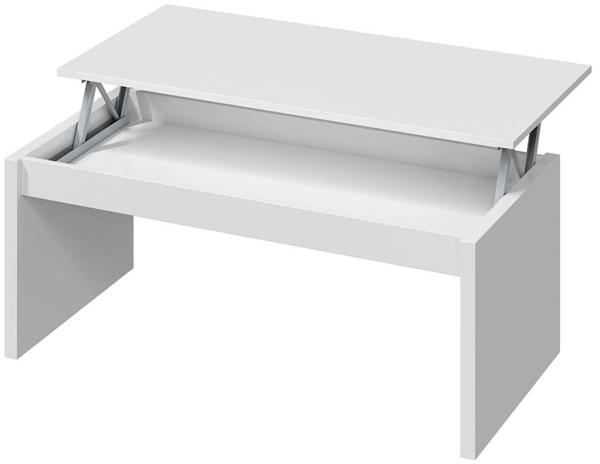 Couchtisch >Coffee Table< höhenverstellbar in weiß glänzend - 102x43x50 (BxHxT)