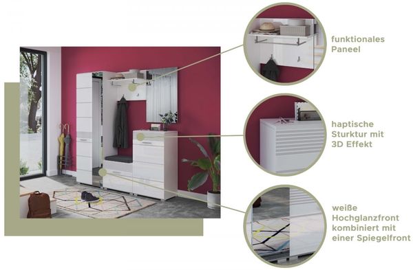 Garderobenschrank / Schuhschrank Leon in weiß Hochglanz 55 cm Bild 4