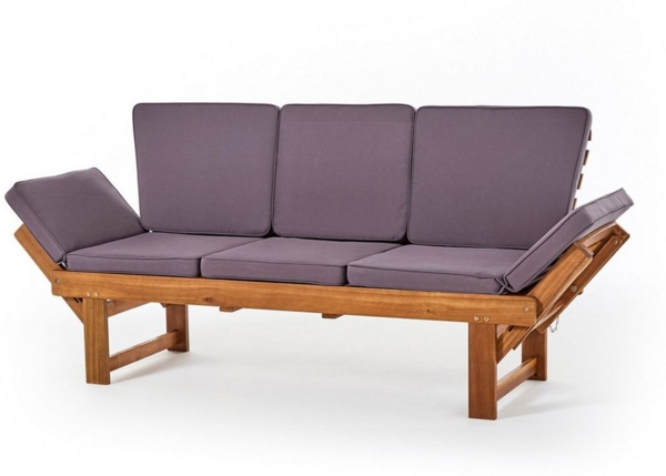 DESIGN DELIGHTS Sitzbank GARTENBANK "AKAZIE", Akazienholz, Holz Sitzbank mit Tisch & Polstern