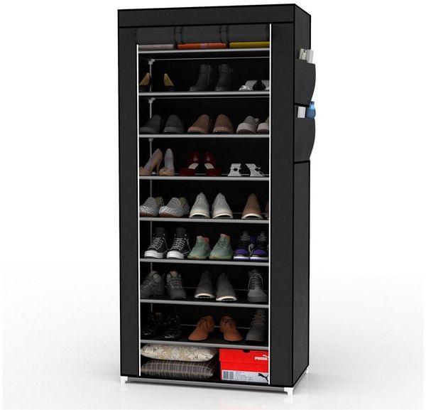 Intirilife Kleiderschrank (Stoffschrank) Faltschrank 170x58x28 cm Kleiderschrank Schuhregal mit 9 Ablagefächern